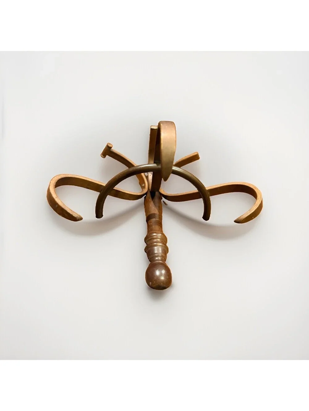 Vtg Thonet Style Bentwood 6 Arm Wall Mount Coat Hat Rack Hook Dark Wood Cottage